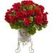 Nearly Natural Geranium Artificial Flowers with Metal Planter Red