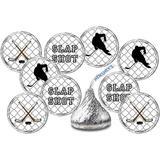 216 Sports Ice Hockey Kisses Stickers Kisses Stickers for Birthday Party Baby Shower Wedding Graduation or Any Family Event Decorations Candy Not Included.