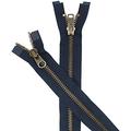 YKK #10 Extra Heavy Duty Antique Brass Navy Parka 2-Way Dual Separating Jacket Zipper - Color: Navy #560 - Made in The United States (1 Zipper Per Pack) (35 Inches)