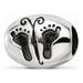 925 Sterling Silver Reflections Antiqued Baby Feet Butterfly Bead; for Adults and Teens; for Women and Men