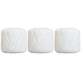 Threadart 3 Ball Pack 100% Pure Cotton Crochet Thread by Threadart - SIZE 3 - Color 1 - WHITE - For tablecloths bedspreads and fashion accessories. 100% mercerized cotton - 50 gram balls 140 yds