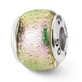 Beautiful Sterling Silver Reflections Pink Dichroic Glass Bead
