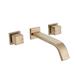 AWZTOO Wall Mounted Bathroom Sink Faucet 3 Holes Bathroom Faucet Double Handle Modern Widespread Basin Vanity Faucets Brushed Gold Solid Brass Taps w/ Valv | Wayfair