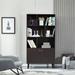 Home Office Bookshelf with 3 Storage Shelfs and 2 Doors, Bookcase Open Storage Display Shelf for Living Room Bedroom