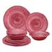 UPware 12-Piece Rope Melamine Dinnerware Set, Red