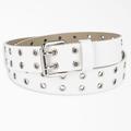 Dickies Women's Leather Double Grommet Belt - White Size L (L10796)