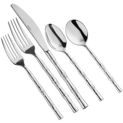 Acopa Odin Black / Silver 18/8 Brushed Stainless Steel Extra Heavy Weight  Forged Flatware Set with
