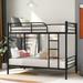 Twin Bunk Bed, BTMWAY Metal Bunk Bed with Ladder, Dorm Room Twin Over Twin Bunk Bed Frame, Twin Size Bed Frame for Kids&Teens, 220lbs Weight Capacity, No Box Spring Needed, Black, A2950