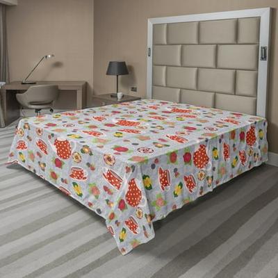 Ambesonne Retro Flat Sheet Top Sheet Decorative Bedding 6 Sizes 