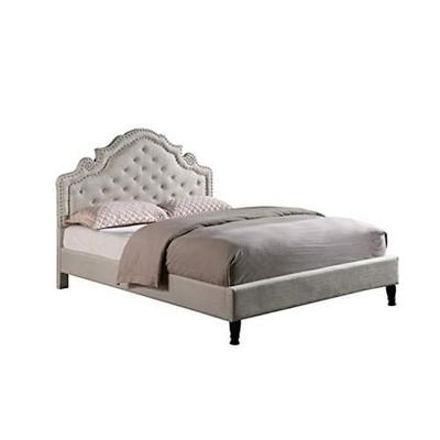 Premiere Classics Cloth Brown Linen, Homelife 51 White Leather Headboard Platform Bed