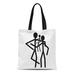 KDAGR Canvas Tote Bag Photobombing Funny Photobomber Stick Figure in Humor People Person Reusable Handbag Shoulder Grocery Shopping Bags