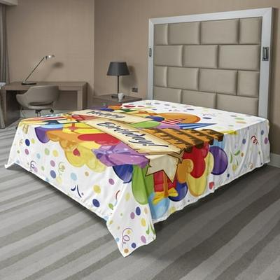 Ambesonne Colorful Design Flat Sheet Top Sheet Decorative Bedding 6 Sizes 