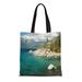 SIDONKU Canvas Tote Bag Cloud Lake Tahoe Landscape Plant Scenics Nature People Sky Reusable Handbag Shoulder Grocery Shopping Bags
