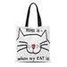 KDAGR Canvas Tote Bag Lover Home Is Where My Cat People Crazy Lady Reusable Handbag Shoulder Grocery Shopping Bags