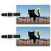 Giant Black Cat Playing with Cars Luggage ID Tags Suitcase Carry-On Cards - Set of 2