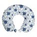 Nautical Travel Pillow Neck Rest, Ship on Marine Spiral Waves Cruising Boat on Ocean Journey Sea Illustration, Memory Foam Traveling Accessory Airplane and Car, 12", Blue and White, by Ambesonne