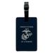 Proud Father of a Marine USMC White Blue Officially Licensed Rectangle Leather Luggage Card Suitcase Carry-On ID Tag