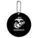 Marine Corps USMC Semper Fi Black White Logo Officially Licensed Round Luggage ID Tag Card Suitcase Carry-On
