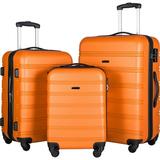 3Pcs Luggage Set Hardside Spinner Suitcase Portable Luggage Case with TSA Lock-Orange