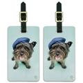 Terrier Puppy Dog Nice Cap Hat Luggage ID Tags Suitcase Carry-On Cards - Set of 2