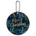 Merry Christmas Stars Pine Needles Round Luggage ID Tag Card Suitcase Carry-On