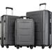 3pcs Luggage Set ABS Suitcases Waterproof Trolley Cases with Lock & Spinner Wheels Expandable Baggage, Black