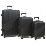 Dejuno Troy ABS 3-Piece Hardside Spinner Luggage Set - Black