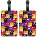 Black, Purple & Orange Cat Toss - Luggage ID Tags / Suitcase Identification Cards - Set of 2