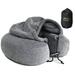 Luxury Memory Foam Neck Travel Pillow with Hoodie. Stylish Carry Bag. Premium Velvet. Washable Zippered Cover. Scientifically Proven U Shaped Neck Pillow. Business Traveler Gifts. (Gray)