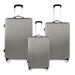 3pcs Luggage Set Lightweight Hardside ABS Travel Suitcase Spinner w/Lockable Zippers Silver Grey