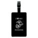 I Love My Marine USMC White on Black Officially Licensed Rectangle Leather Luggage Card Suitcase Carry-On ID Tag