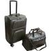 Amerileather Moss Green Leather Croco-Print Two Piece Set Traveler on Spinner Wheels