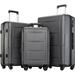 Jooan 3pcs Luggage Set ABS Suitcases Waterproof Trolley Cases with Lock & Spinner Wheels Expandable Baggage, Black