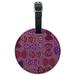 Cute Girly Pink and Purple Bows Pattern Round Leather Luggage Card Suitcase Carry-On ID Tag