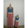 Gaono Mother Daughter Dress, Sleeveless Stripes Dress, Dot Patchwork Dress