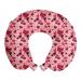 Romantic Travel Pillow Neck Rest, Valentines Day Pattern with Heart Shapes in Gradient Pastel Love, Memory Foam Traveling Accessory Airplane and Car, 12", Coral Maroon and Magenta, by Ambesonne