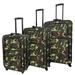 3-Piece Luggage Set Lightweight Travel Spinner Suitcase Expandable Woodland Camo Pattern Omni-directional Softside Upright Baggage Camouflage