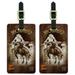 Cowboy Western Rodeo Vintage Horse Bucking Riding Luggage ID Tags Suitcase Carry-On Cards - Set of 2