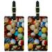 Glass Marbles Games Collectibles Luggage Tags Suitcase Carry-On ID, Set of 2