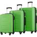 3 Piece Expandable Luggage Sets, SEGMART Carry on Hardside Suitcase with TSA Lock, Lightweight Dual Spinner Wheels Luggage Set: 20in 24in 28in, Heavyweight Suitcase for Outdoor, Green, S6602