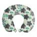 Floral Travel Pillow Neck Rest, Abstract Nostalgia Pattern with Retro Blooms and Leaves Romantic, Memory Foam Traveling Accessory Airplane and Car, 12", Charcoal Grey Mint Green, by Ambesonne