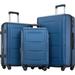 Booyoo 3pcs Luggage Set ABS Suitcases Waterproof Trolley Cases with Lock & Spinner Wheels Expandable Baggage, Blue