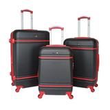 World Traveler 3 Piece American Collection Spinner Luggage Set - Black & Red