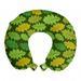 Floral Travel Pillow Neck Rest, Seasonal Themed Leaf Motifs Designed in Different Greenery Shades Print, Memory Foam Traveling Accessory Airplane and Car, 12", Olive Green and Mustard, by Ambesonne