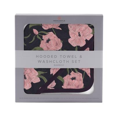 Peonies Hooded Towel and Washcloth Set - Newcastle Classics 9027PENY
