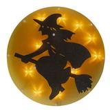 Northlight Seasonal 13.75" Lighted Witch on Broomstick Halloween Window Silhouette in Black/Yellow | 13.75 H x 13.75 D in | Wayfair