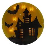 Northlight Seasonal 13.75" Lighted Haunted House Halloween Window Silhouette in Black/Yellow | 13.75 H x 13.75 D in | Wayfair NORTHLIGHT YS92735