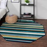 Blue/Green 63 x 0.33 in Area Rug - Wade Logan® Analiese Striped Teal Area Rug, Polypropylene | 63 W x 0.33 D in | Wayfair