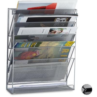 Zeitschriftenhalter Wand, Prospekthalter A4, Zeitschriften Wandhalter, Metall, HxBxT: 40 x 32 x 10