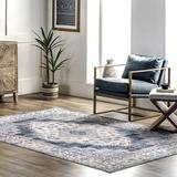 Blue/Navy 48 x 0.08 in Area Rug - Mistana™ Eckles Oriental Medallion Power Loom Machine Washable Navy Rug Polyester | 48 W x 0.08 D in | Wayfair